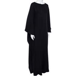 Pre Owned Valentino Black Silk Crepe Cape Detail Long Sleeve Jumpsuit S