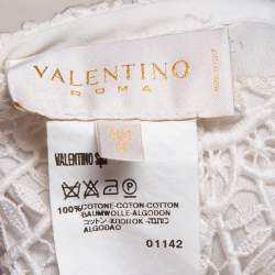 Pre Owned Valentino Off-White Guipure Lace Knee Length Skirt M