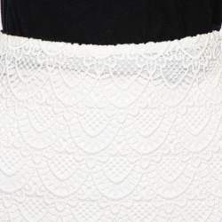 Pre Owned Valentino Off-White Guipure Lace Knee Length Skirt M