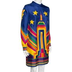 مملوكة مسبقًا Valentino Multicolored Empire State Building Print Silk Mini Dress M