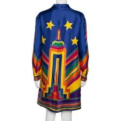مملوكة مسبقًا Valentino Multicolored Empire State Building Print Silk Mini Dress M