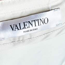 Valentino Cream Ruffled Cotton Zip Front Jacket M