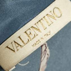 Pre Owned Valentino Multicolored Printed Silk Neck Tie Detail Button Front Blouse L 