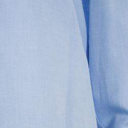 Pre Owned Valentino Blue Tie Neck Long Sleeve Shirt M