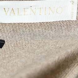 Pre Owned Valentino Vintage Beige Wool & Cashmere Lace Trim Detail Top S