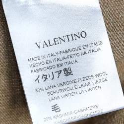 Pre Owned Valentino Vintage Beige Wool & Cashmere Lace Trim Detail Top S