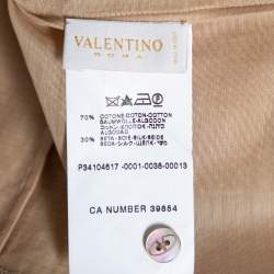 Pre Owned Valentino Beige Cotton & Silk Ruffled Overlay Button Front Tunic M