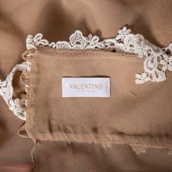 Pre Owned Valentino Beige Silk & Lace Trimmed Sleeveless Camisole M