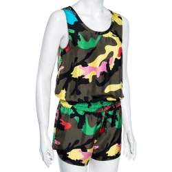 Valentino Multicolored Camouflage Silk Sleeveless Jumpsuit S