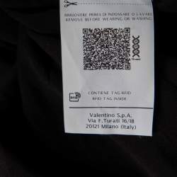 Pre Owned Valentino Black Velvet Polka Dotted & Silk Neck Tie Detailed Midi Dress M