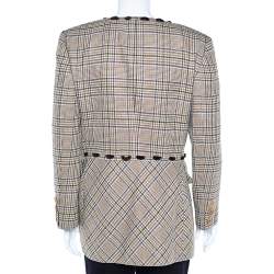 Valentino Boutique Beige Prince Of Wales Check Wool Blazer L