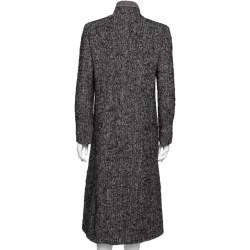 Valentino Vintage Grey Wool Knit Button Front Coat M