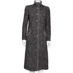 Valentino Vintage Grey Wool Knit Button Front Coat M