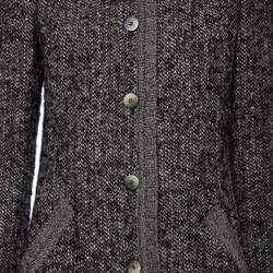 Valentino Vintage Grey Wool Knit Button Front Coat M