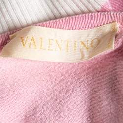 Pre Owned Valentino Pink Floral Embellished Knit Cross Back Top S 