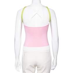 Pre Owned Valentino Pink Floral Embellished Knit Cross Back Top S 