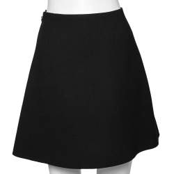 Pre Owned Valentino Black Wool V Pocket Detailed A-Line Skirt M