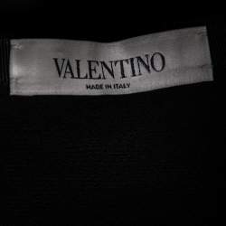 Pre Owned Valentino Black Wool V Pocket Detailed A-Line Skirt M