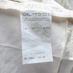 Pre Owned Valentino Boutique Cream Embellished Silk & Lace Sheer Shirt XL