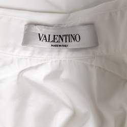 Pre Owned Valentino White Cotton Ruffed Hem Detail Button Front Oversized Blouse S