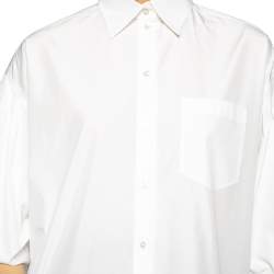 Pre Owned Valentino White Cotton Ruffed Hem Detail Button Front Oversized Blouse S