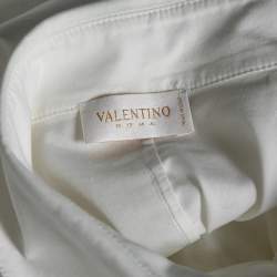 Pre Owned Valentino White Bead Embellished Cotton Button Front Shirt M