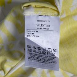 Pre Owned Valentino Yellow Logo Wave Printed Cotton Short Sleeve T-Shirt M