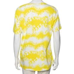 Pre Owned Valentino Yellow Logo Wave Printed Cotton Short Sleeve T-Shirt M