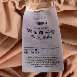 Pre Owned Valentino Peach Crepe & Lace Trimmed Pleated Midi Skirt M 