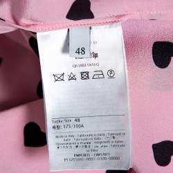 Pre Owned Valentino Pink Heart Printed Silk Neck Tie Detail Shirt L