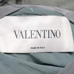 Pre Owned Valentino Grey Crepe de Chine Silk Embellished Maxi Dress L