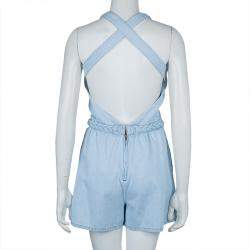 Pre Owned Valentino Blue Light Wash Denim Crossback Romper M