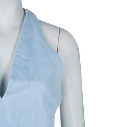 Pre Owned Valentino Blue Light Wash Denim Crossback Romper M