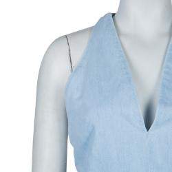 Pre Owned Valentino Blue Light Wash Denim Crossback Romper M