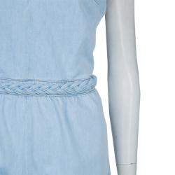 Pre Owned Valentino Blue Light Wash Denim Crossback Romper M