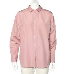 Pre Owned Valentino Pink Cotton Back Neck Tie Detail Oversized Shirt S