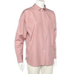 Pre Owned Valentino Pink Cotton Back Neck Tie Detail Oversized Shirt S