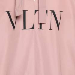 Pre Owned Valentino Pink Cotton Back Neck Tie Detail Oversized Shirt S