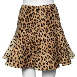 Pre Owned Valentino Leopard Print Wool Mini Skirt M