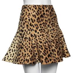 Pre Owned Valentino Leopard Print Wool Mini Skirt M