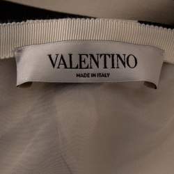Pre Owned Valentino Monochrome Striped Wool Crepe Flared Short Skirt M