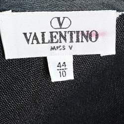 Pre Owned Valentino Miss V Vintage Black Linen Sleeveless Sheath Dress M