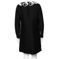 مملوكة مسبقًا Valentino Black Wool & Silk Crepe Embellished Neck Shift Dress M