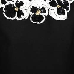 مملوكة مسبقًا Valentino Black Wool & Silk Crepe Embellished Neck Shift Dress M