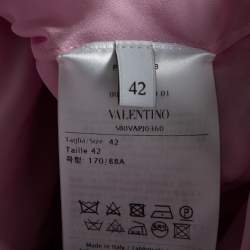 Pre Owned Valentino Pink Lace and Crepe Short Sleeve Crew Neck Dress M