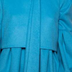 Valentino Blue Wool & Angora Flared Coat & Sleeveless Shrug Set L