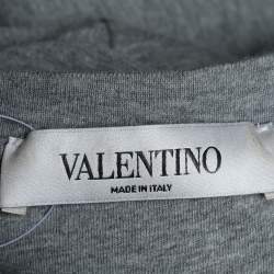 Pre Owned Valentino Grey VLTN Printed Cotton Crewneck Oversized T-Shirt S