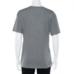 Pre Owned Valentino Grey VLTN Printed Cotton Crewneck Oversized T-Shirt S
