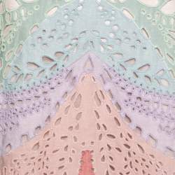 Pre Owned Valentino Multicolor Linen Laser Cut Beaded Embellished Skirt M
