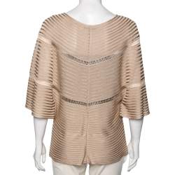 Pre Owned Valentino Beige Rib Knit Kaftan Top XL